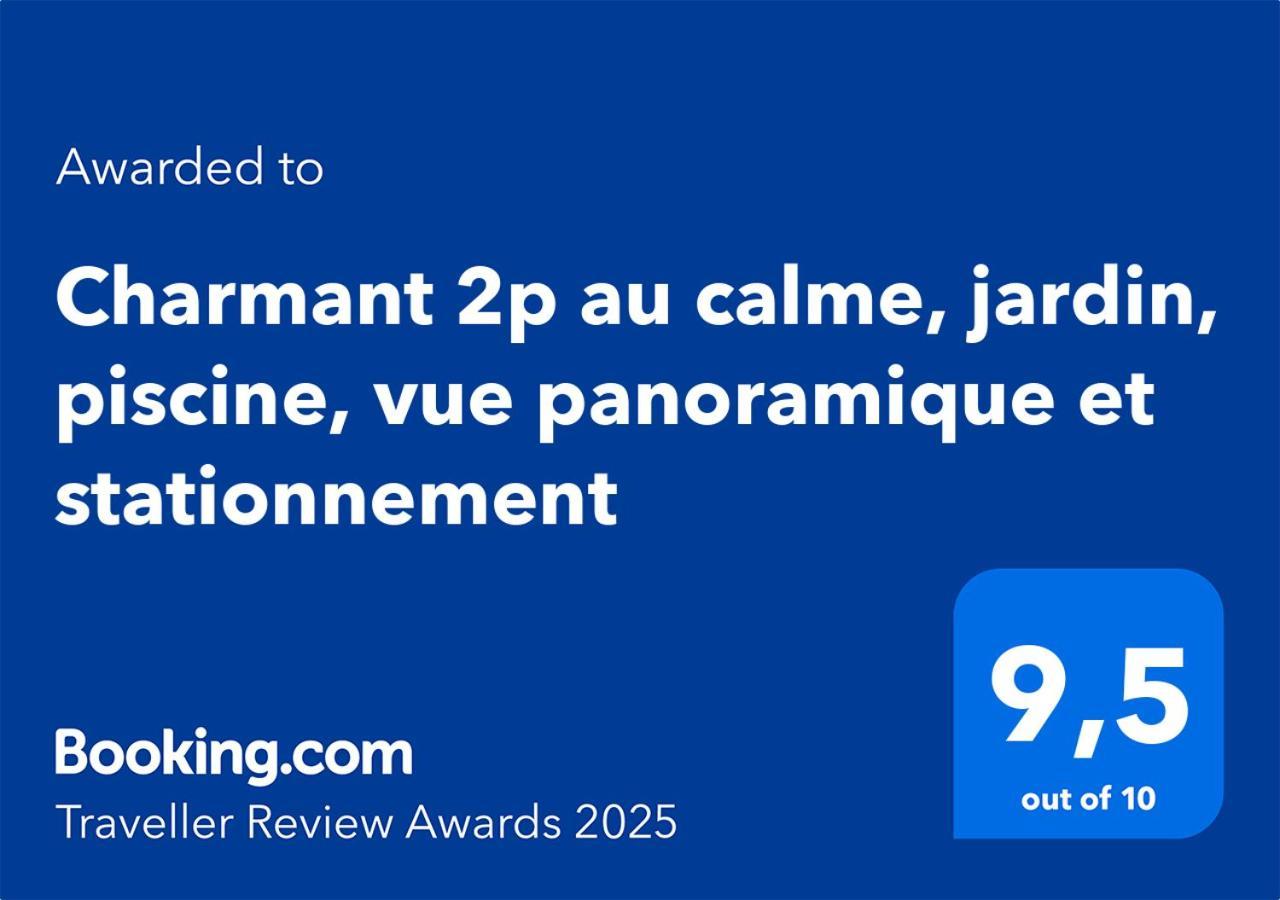 Charmant 2P Au Calme, Jardin, Piscine, Vue Panoramique Et Stationnement Villeneuve-Loubet Ngoại thất bức ảnh